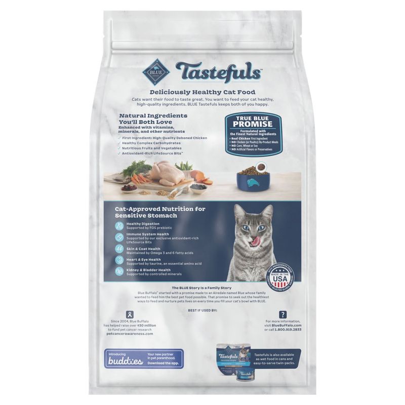 The Blue Buffalo Co. Blue Tastefuls Chicken &amp; Brown Rice Recipe Natural Food for Cats, Adult, 5 lbs