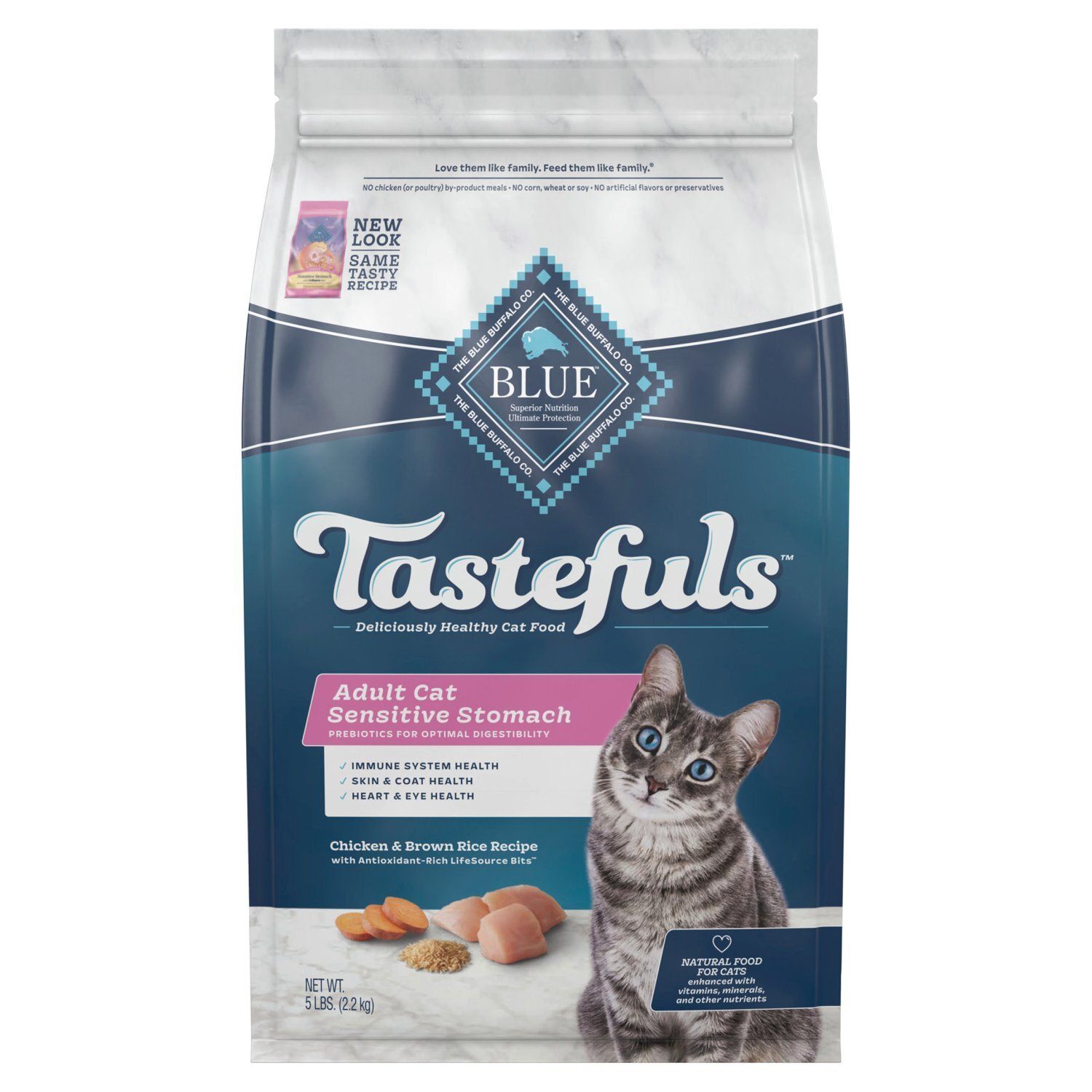 The Blue Buffalo Co. Blue Tastefuls Chicken &amp; Brown Rice Recipe Natural Food for Cats, Adult, 5 lbs
