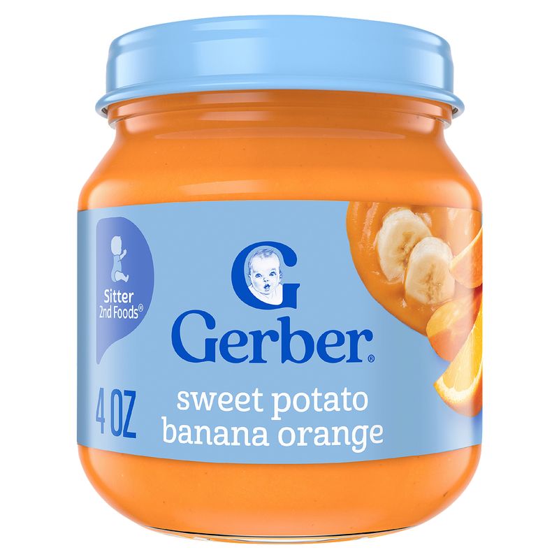 Gerber 2nd Foods Sweet Potato Banana Orange Baby Food, Sitter, 4 oz