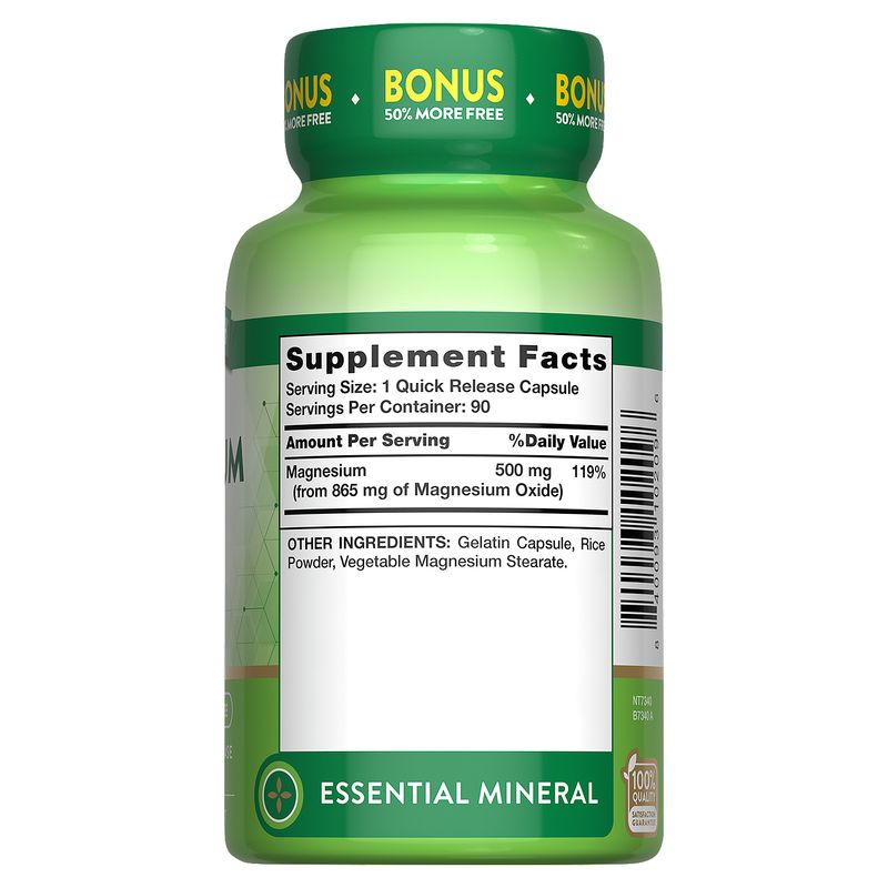 Nature's Truth Magnesium Dietary Supplement, 500 mg, 90 count