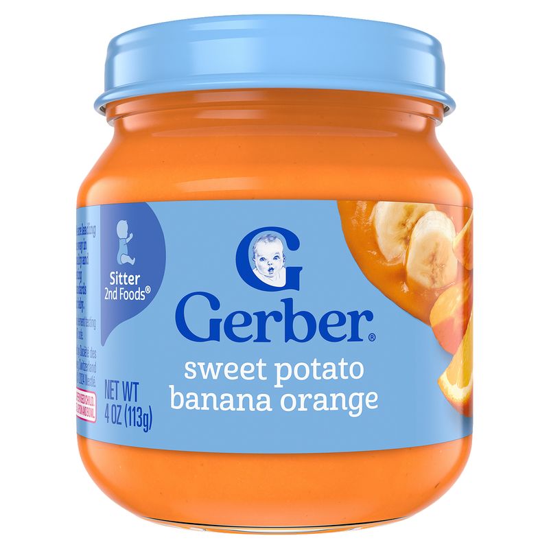 Gerber 2nd Foods Sweet Potato Banana Orange Baby Food, Sitter, 4 oz