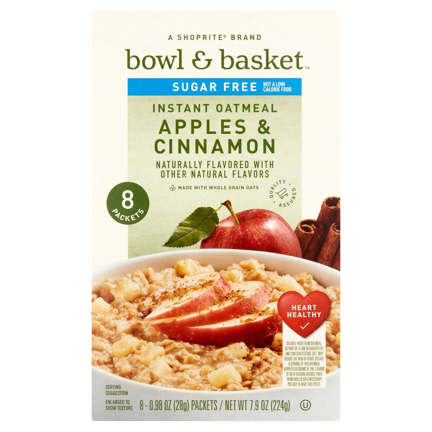 Bowl &amp; Basket Apples &amp; Cinnamon Instant Oatmeal, 0.98 oz, 8 count