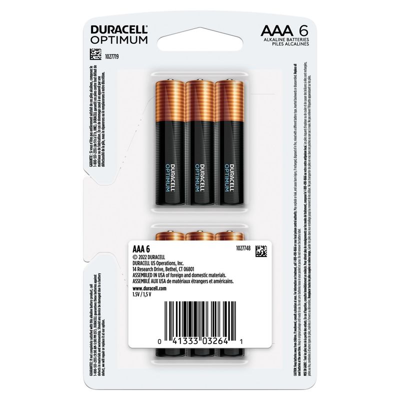 Duracell Optimum 1.5 V AAA Alkaline Batteries, 6 count