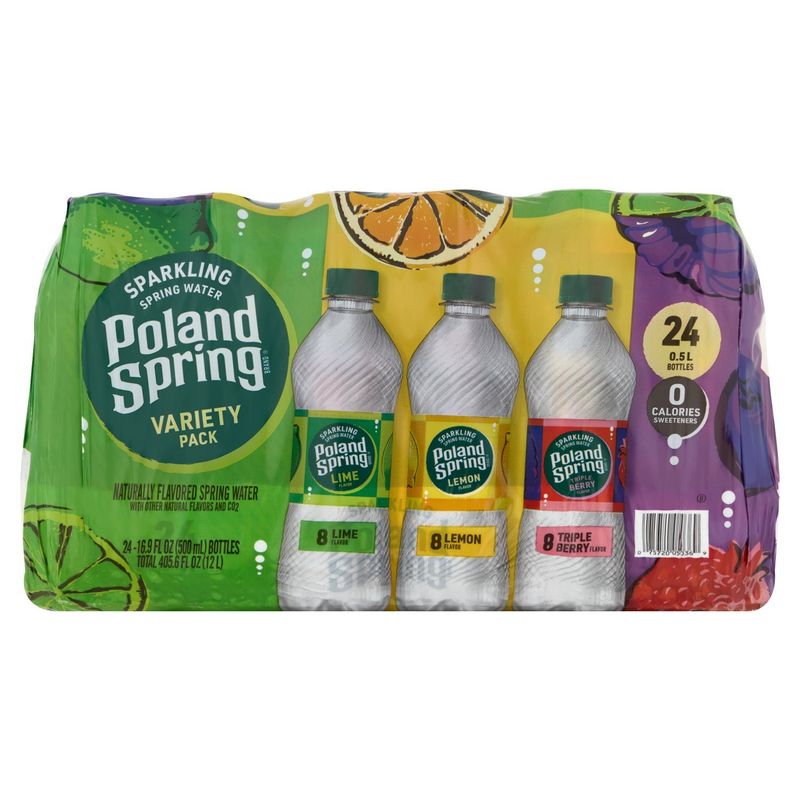 Poland Spring Sparkling Spring Water Variety Pack, 16.9 fl oz, 24 count