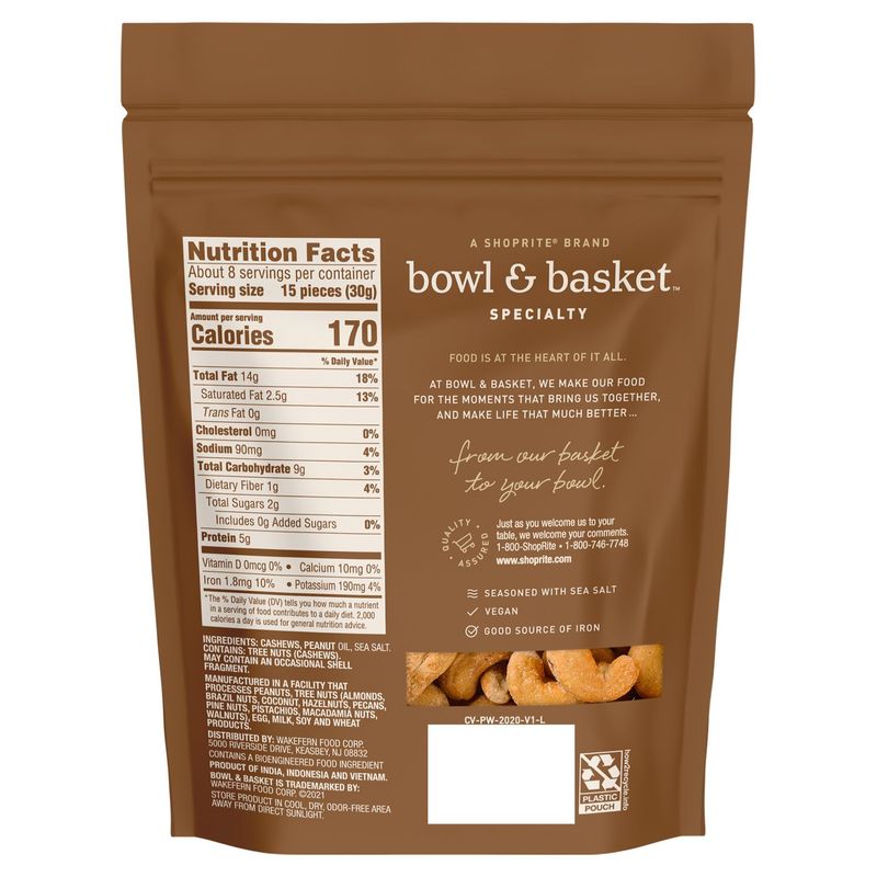 Bowl &amp; Basket Specialty Roasted &amp; Salted Whole Cashews, 8 oz