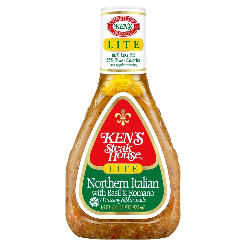 Ken's Steak House Lite Northern Italian with Basil &amp; Romano Dressing &amp; Marinade, 16 fl oz