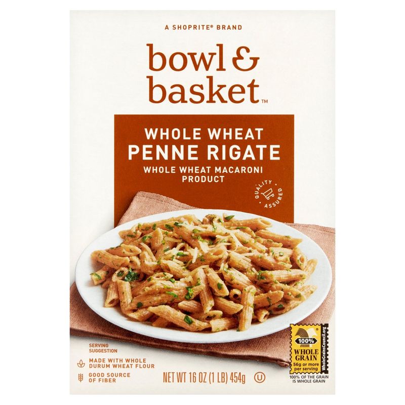 Bowl &amp; Basket Whole Wheat Penne Rigate Pasta, 16 oz