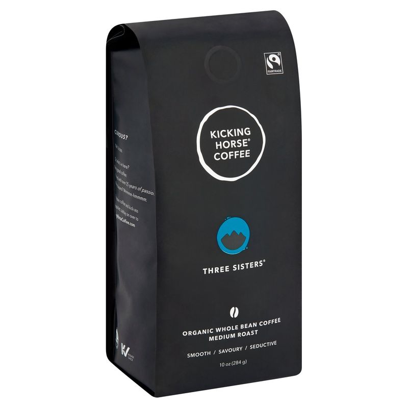 Kicking Horse Coffee Three Sisters Organic Medium Roast Whole Bean Coffee, 10 oz