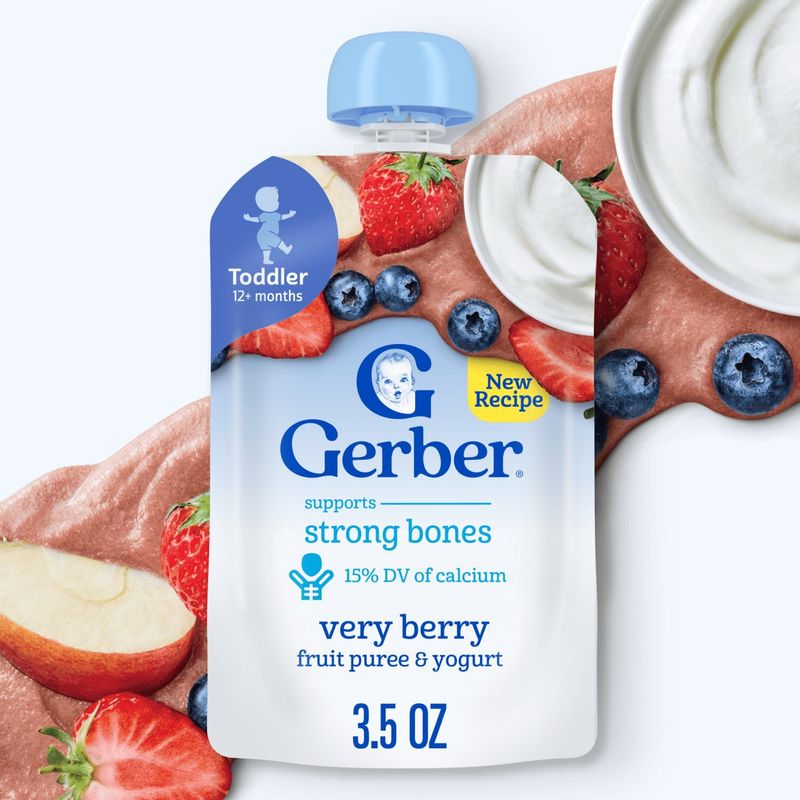Gerber Very Berry Fruit Puree &amp; Yogurt Baby Food, Toddler 12+ months, 3.5 oz