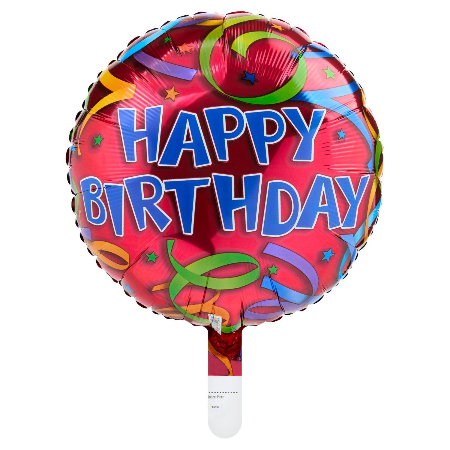 Red "Happy Birthday" Stream Mylar Balloon, 18 in, 1 count