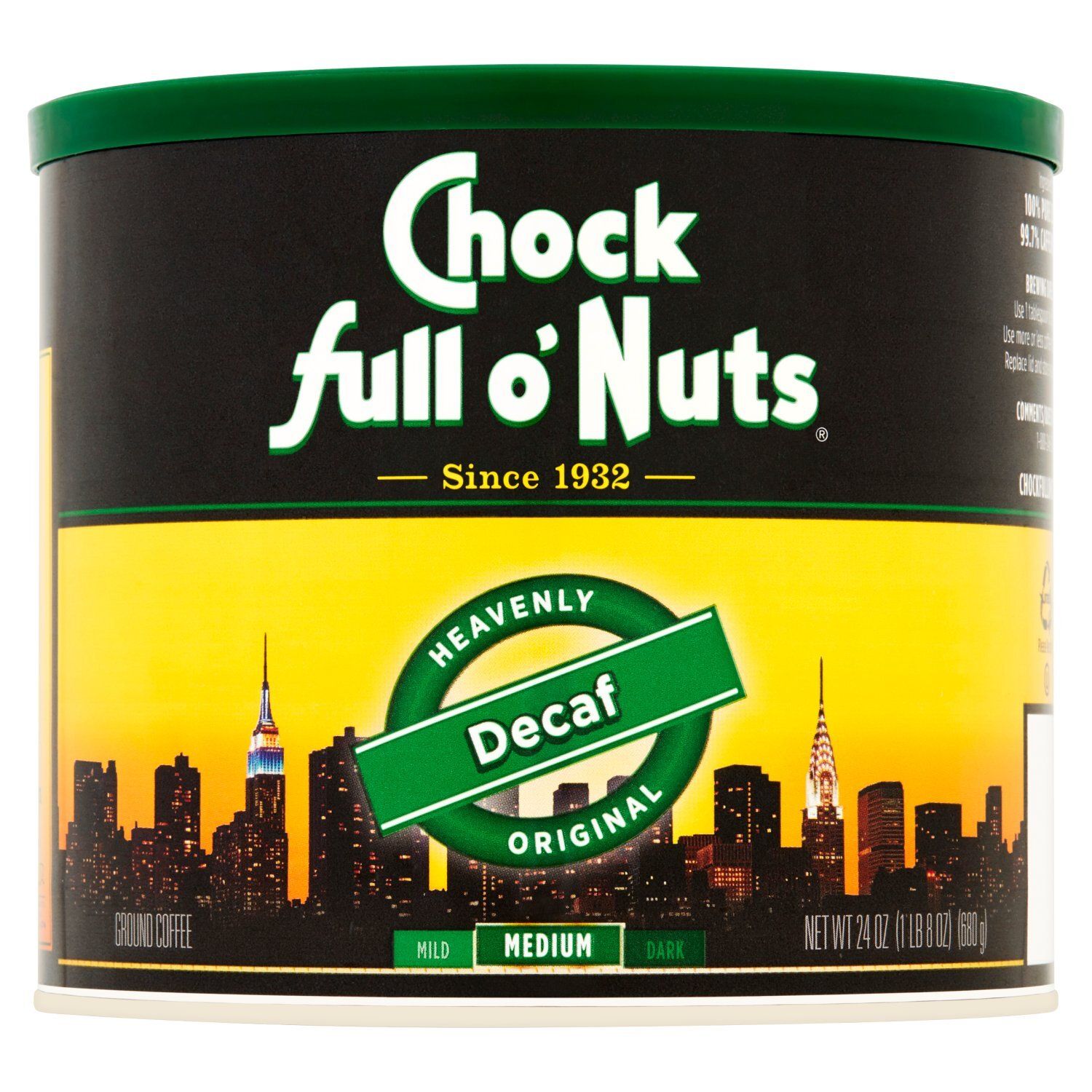 Chock full o'Nuts Heavenly Original Decaf Medium Ground Coffee, 24 oz