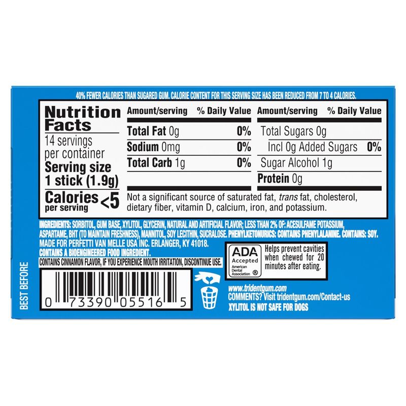 Trident Original Flavor Sugar Free Gum, 14 count