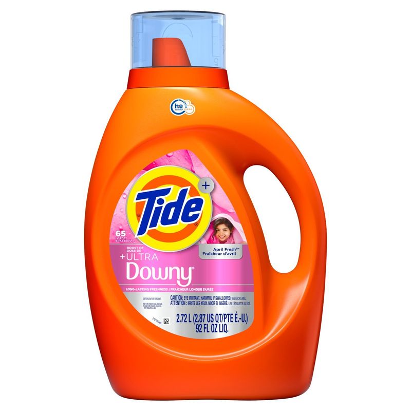 Tide Plus Boost of Ultra Downy Liquid Laundry Detergent, April Fresh Scent, 92 fl oz, 65 Loads