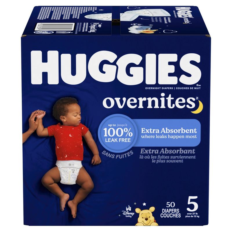 Huggies Overnites Disney Baby Overnight Diapers, Size 5, Over 27 lb, 50 count