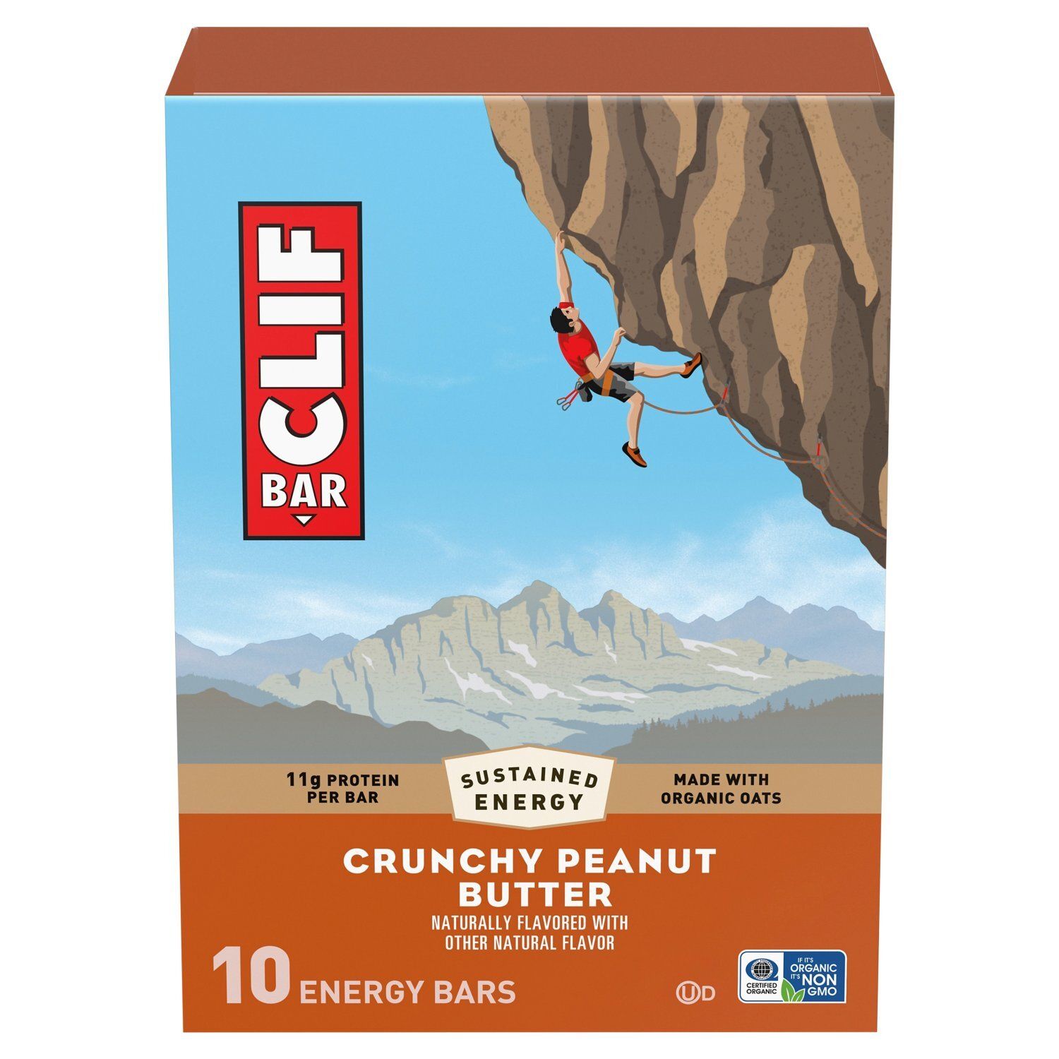 Clif Bar Crunchy Peanut Butter Energy Bars, 2.4 oz, 10 count