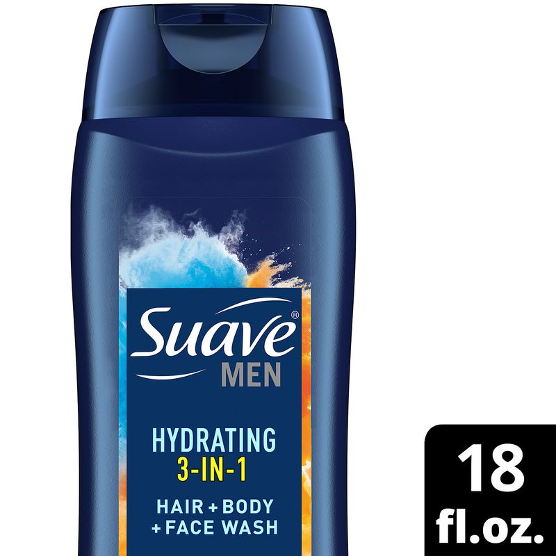Suave Men Citrus &amp; Musk Hydrating 3-in-1 Hair + Body + Face Wash, 18 fl oz