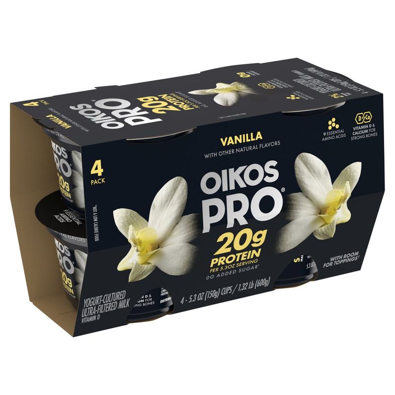 Oikos Pro Vanilla Yogurt-Cultured Ultra-Filtered Milk, 5.3 oz, 4 count