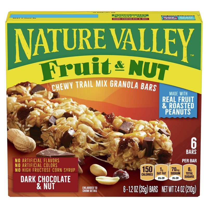 Nature Valley Fruit &amp; Nut Dark Chocolate Chewy Trail Mix Granola Bars, 1.2 oz, 6 count