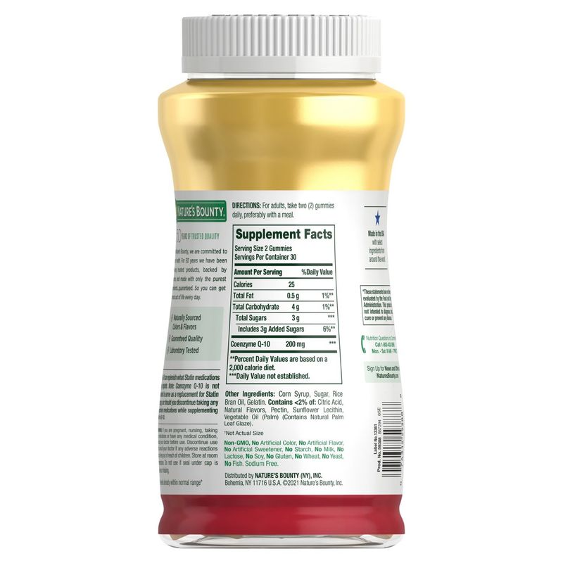 Nature's Bounty Co Q-10 Peach Mango Flavored Gummies Dietary Supplement, 200 mg, 60 count
