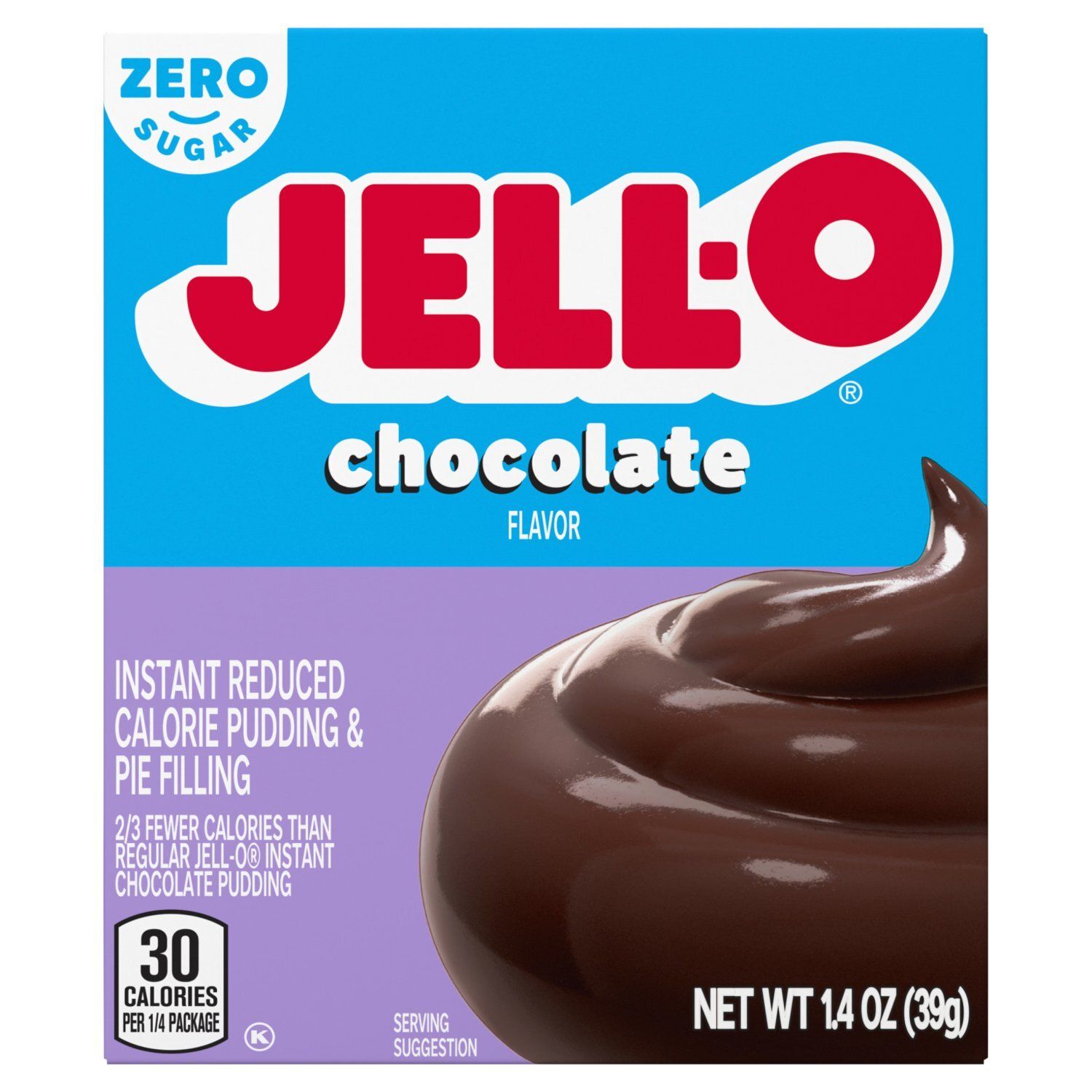 Jell-O Zero Sugar Chocolate Flavor Instant Reduced Calorie Pudding &amp; Pie Filling, 1.4 oz