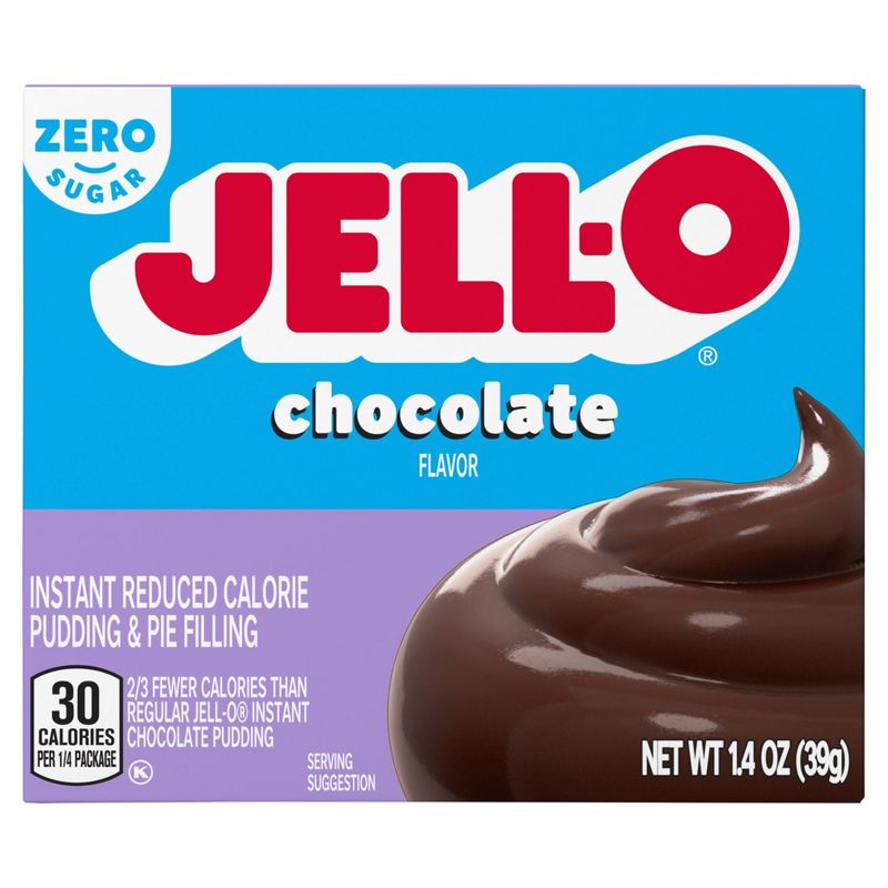 Jell-O Zero Sugar Chocolate Flavor Instant Reduced Calorie Pudding &amp; Pie Filling, 1.4 oz