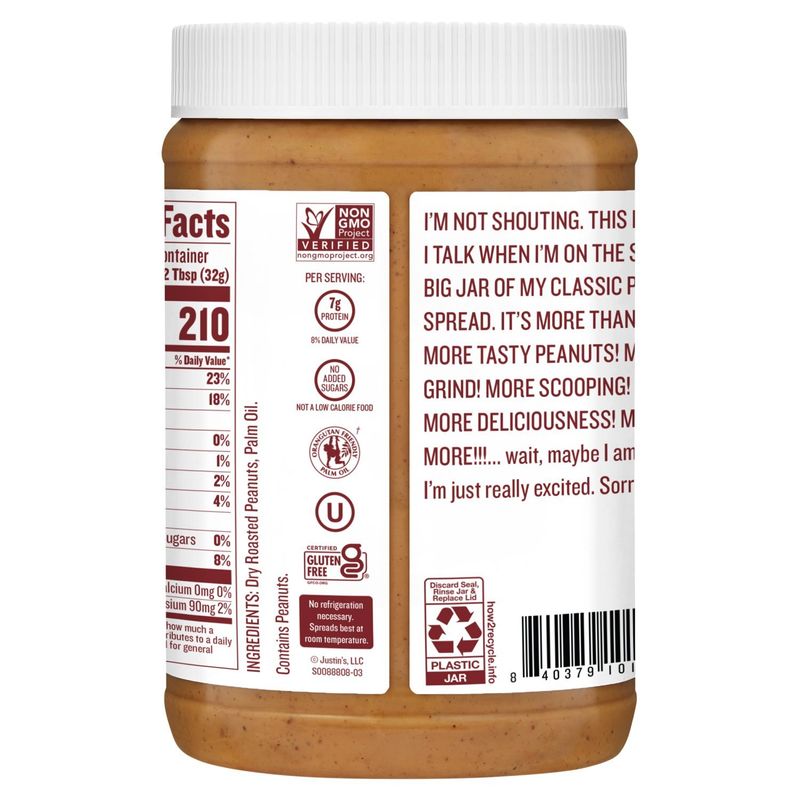Justin's Honey Peanut Butter Spread, 28 oz