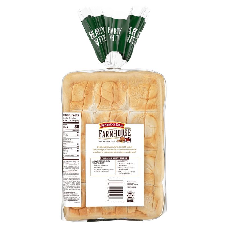 Pepperidge Farm Farmhouse Hearty White Rolls, 12 count, 12 oz