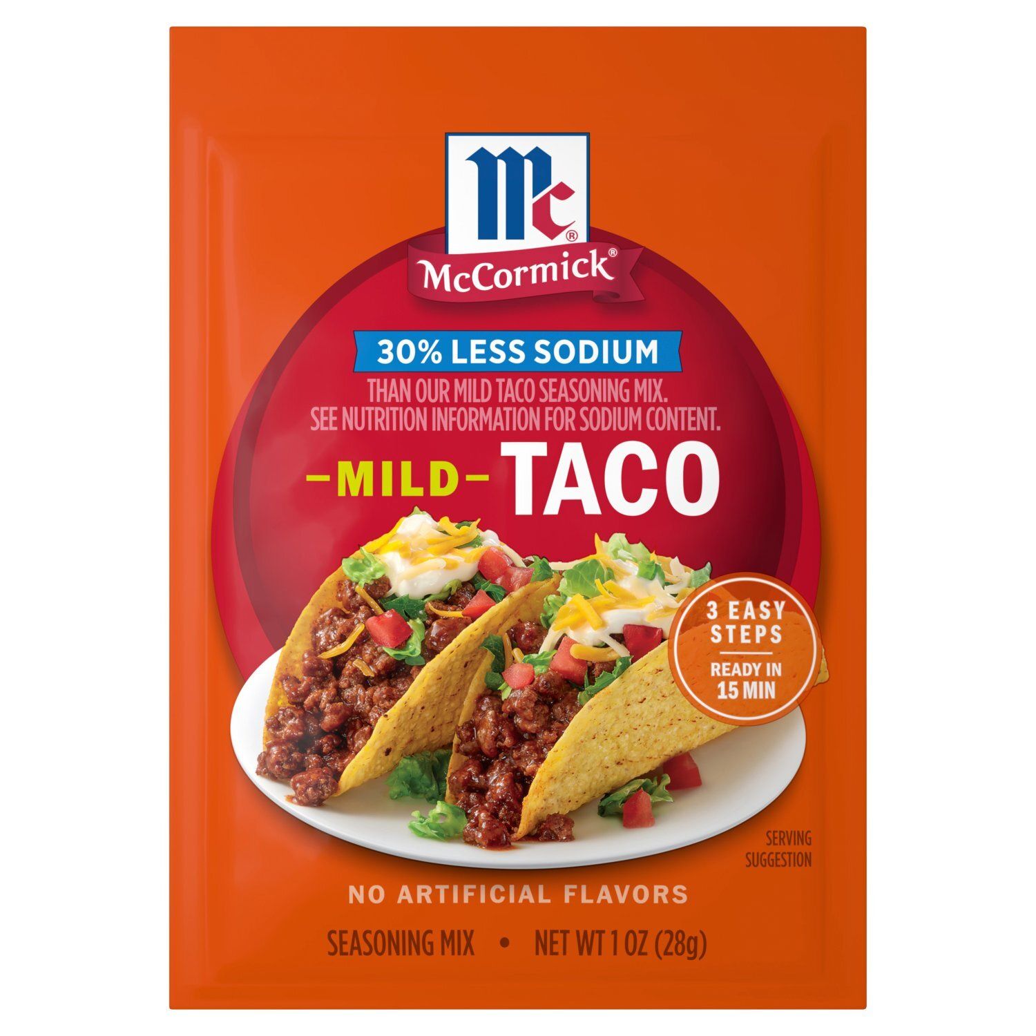 McCormick 30% Less Sodium Mild Taco Seasoning Mix, 1 oz