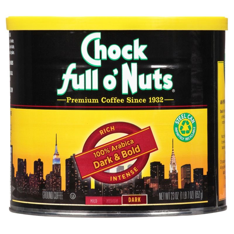 Chock Full O'Nuts 100% Arabica Dark &amp; Bold Ground Coffee, 23 oz
