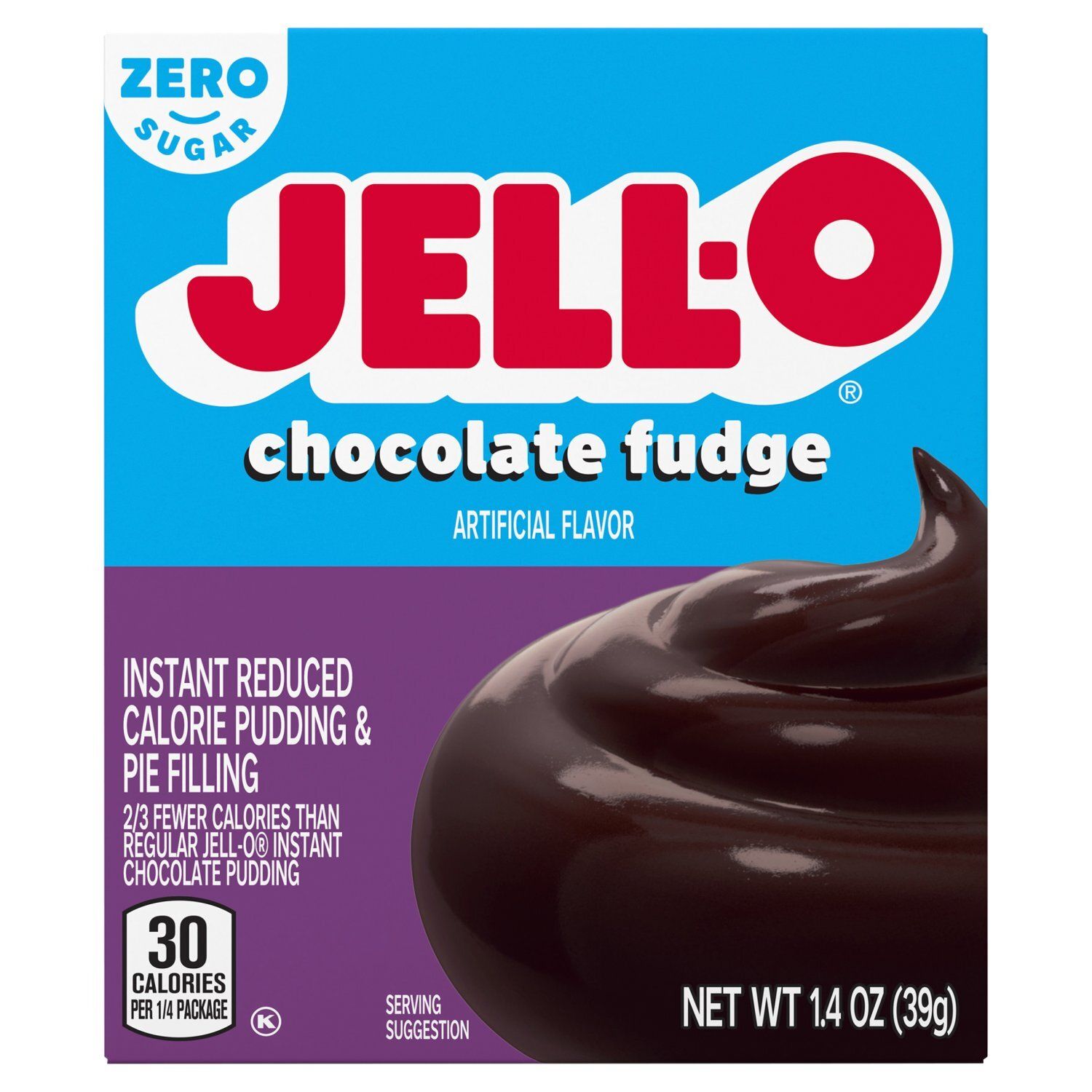 Jell-O Zero Sugar Chocolate Fudge Instant Reduced Calorie Pudding &amp; Pie Filling, 1.4 oz