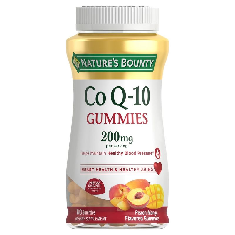 Nature's Bounty Co Q-10 Peach Mango Flavored Gummies Dietary Supplement, 200 mg, 60 count