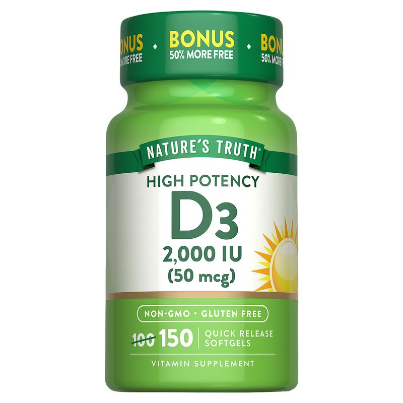 Nature's Truth High Potency D3 Vitamin Supplement, 50 mcg, 150 count
