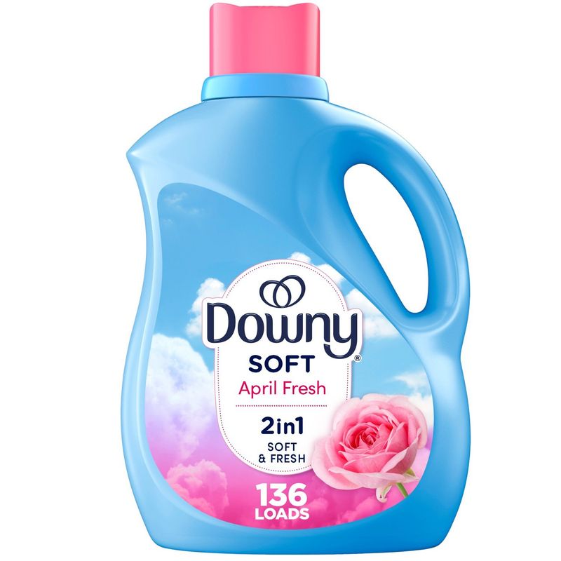Downy Soft, 2 in 1 Soft and Fresh Liquid Fabric Softener, April Fresh, 100 fl oz, 136 Loads, Fabric