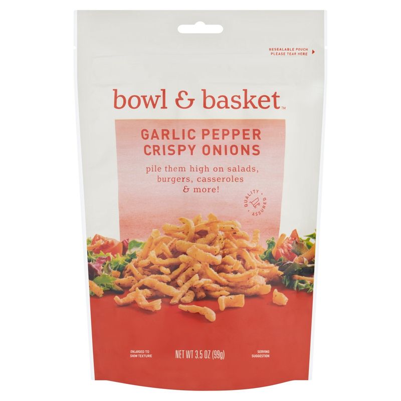 Bowl &amp; Basket Garlic Pepper Crispy Onions, 3.5 oz