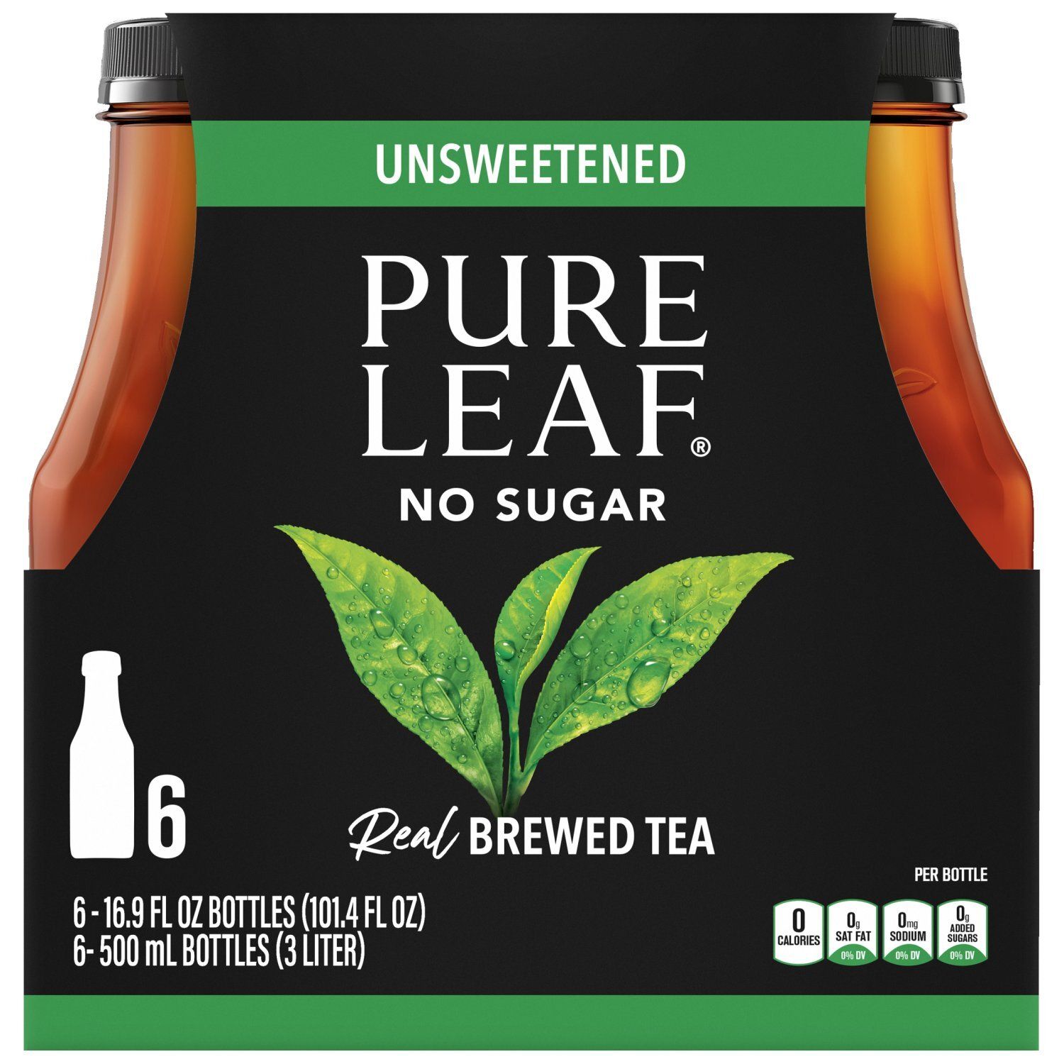 Pure Leaf Real Brewed Tea Unsweetened 16.9 Fl Oz, 6 Count