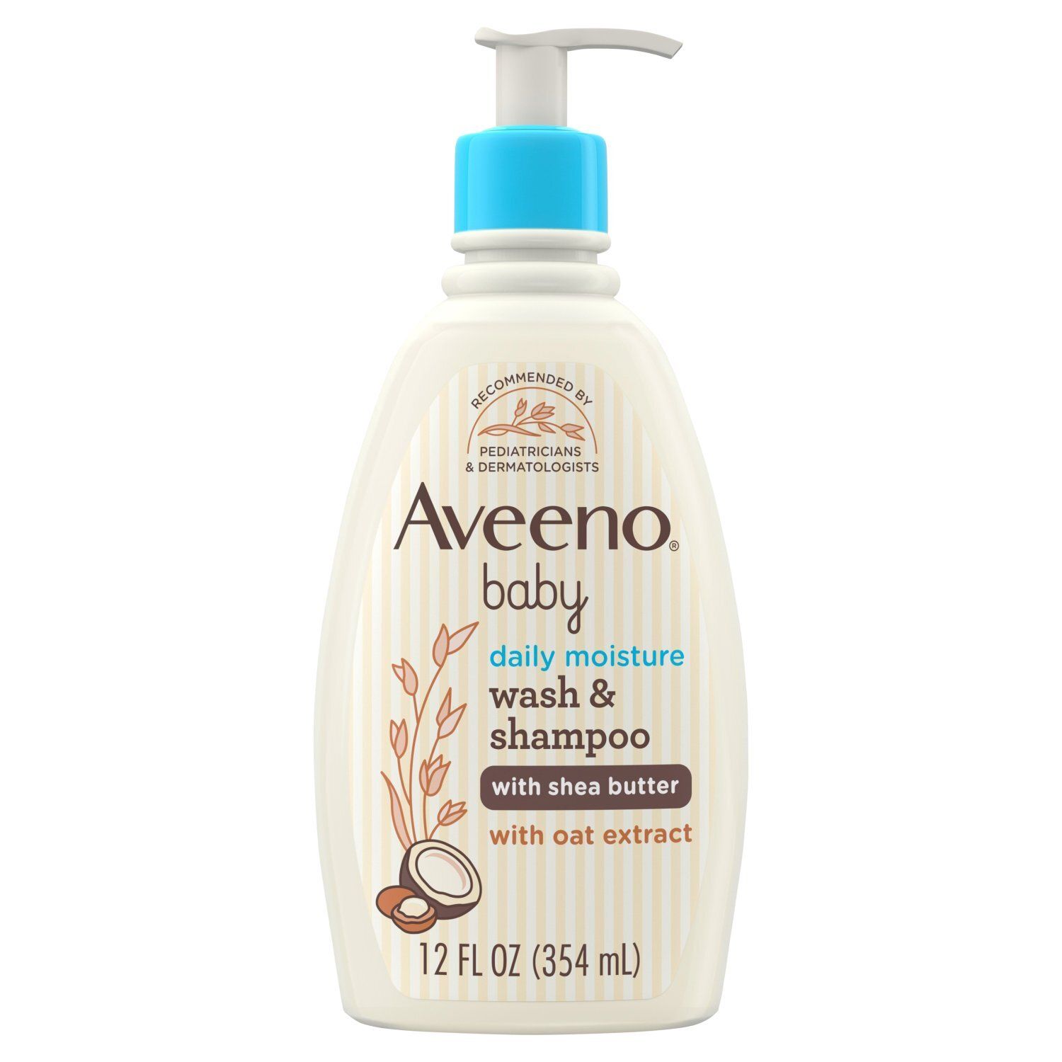 Aveeno Baby Daily Moisture Wash &amp; Shampoo with Shea Butter, 12 fl oz