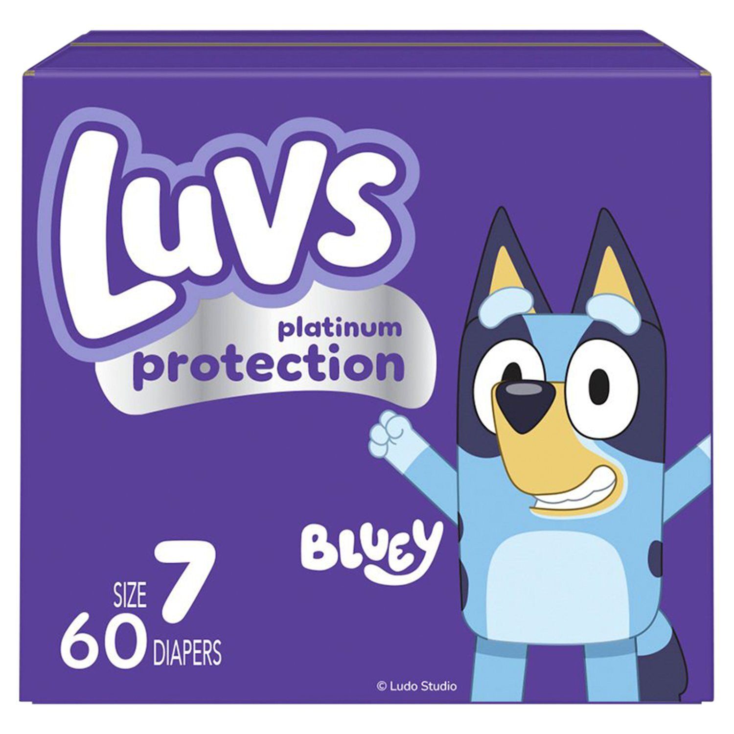 Luvs Bluey Platinum Protection Diapers, Size 7, 41+ lb, 60 count