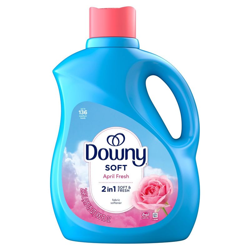 Downy Soft, 2 in 1 Soft and Fresh Liquid Fabric Softener, April Fresh, 100 fl oz, 136 Loads, Fabric