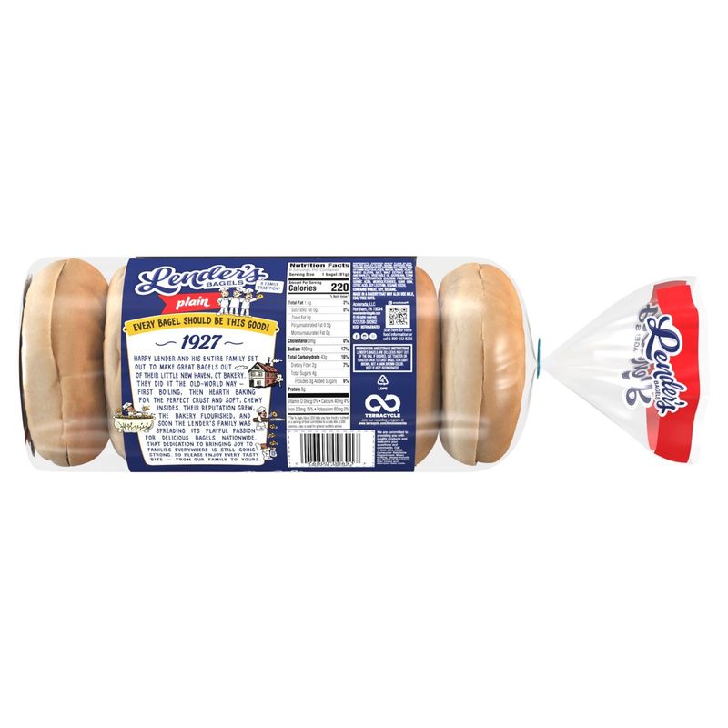 Lender's Plain Bagels, 6 count, 1 lb 1.1 oz