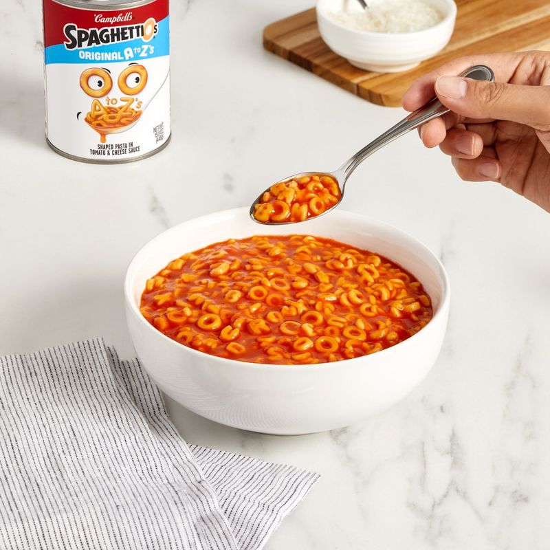 Campbell's SpaghettiOs Original A to Z's Shaped Pasta in Tomato &amp; Cheese Sauce, 15.8 oz