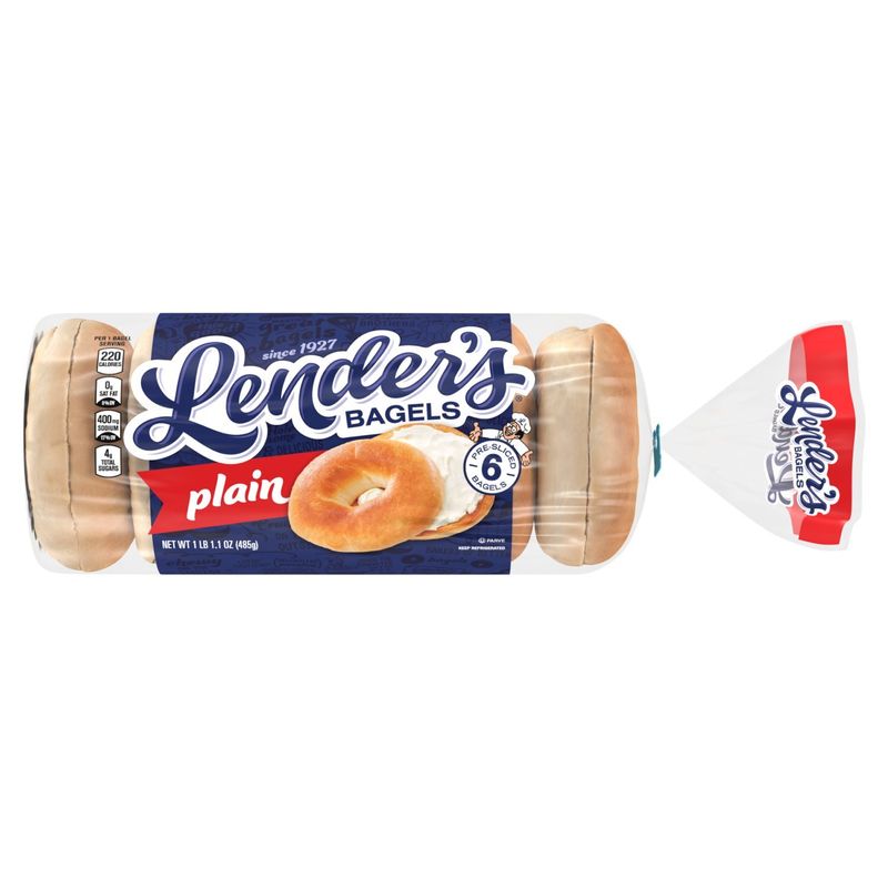 Lender's Plain Bagels, 6 count, 1 lb 1.1 oz