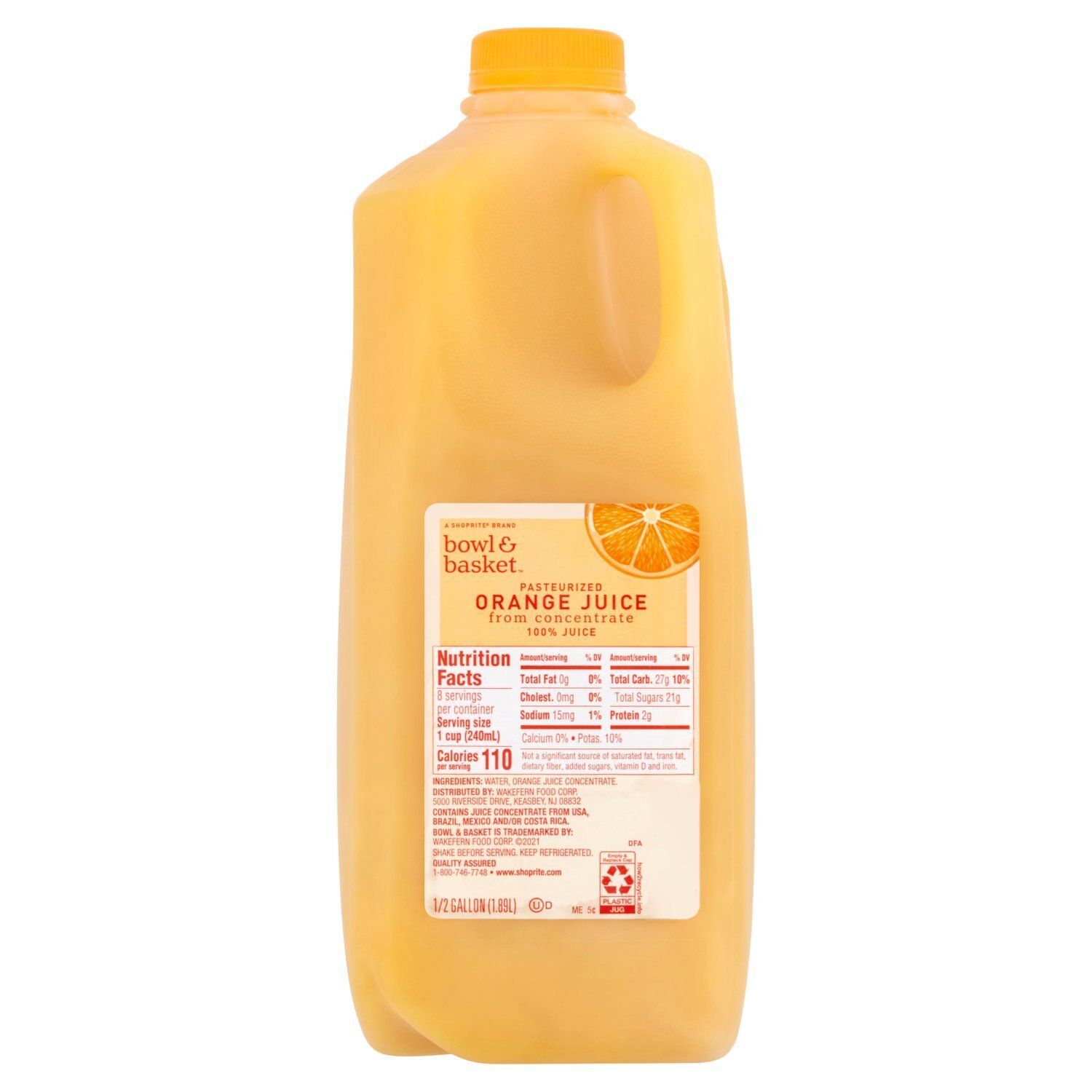 Bowl &amp; Basket Orange Juice from Concentrate, 1/2 gallon