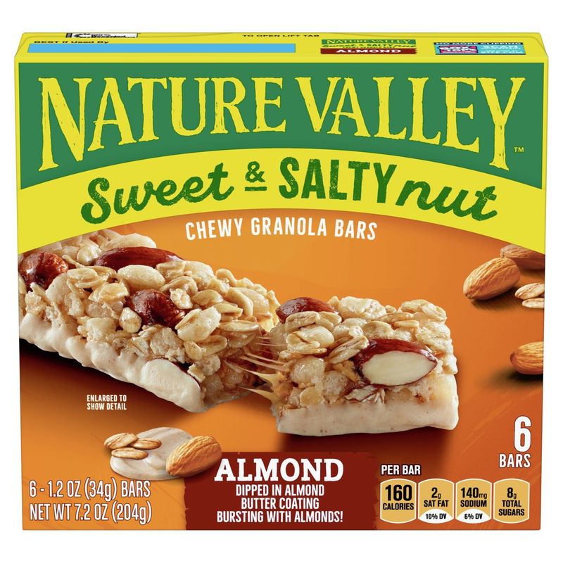 Nature Valley Sweet &amp; Salt Nut Almond Chewy Granola Bars, 1.2 oz, 6 count
