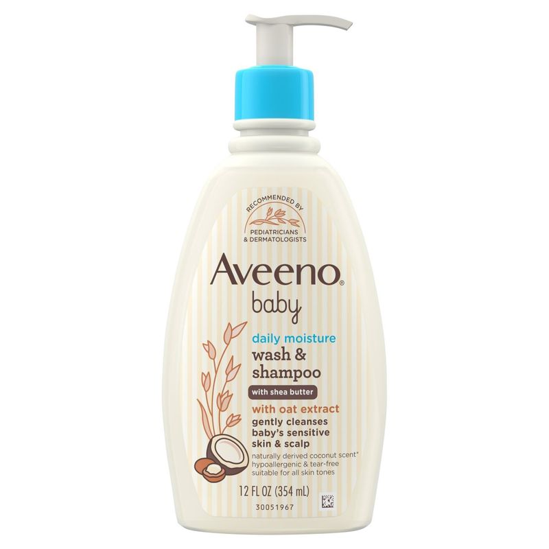Aveeno Baby Daily Moisture Wash &amp; Shampoo with Shea Butter, 12 fl oz