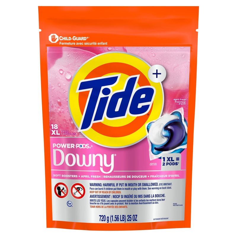 Tide+ Power PODS with Downy Laundry Detergent Pods, April Fresh Scent, 18 Count
