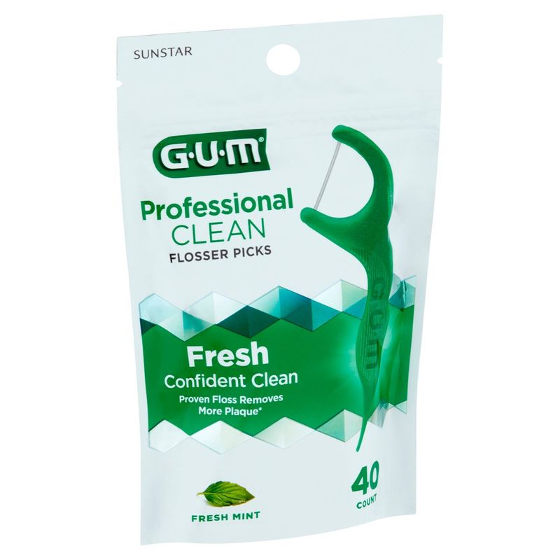 Sunstar GUM Fresh Mint Professional Clean Flosser Picks, 40 count