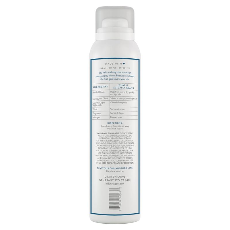 Native Sea Salt &amp; Cedar Deodorant &amp; Body Spray, 3.5 oz