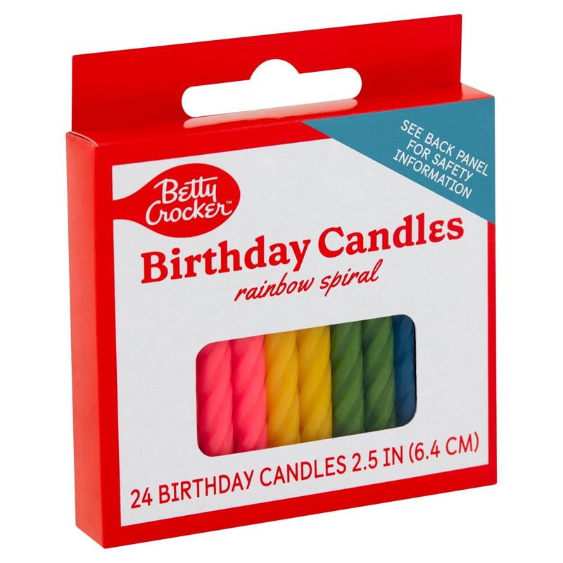 Betty Crocker Rainbow Spiral Birthday Candles, 24 count