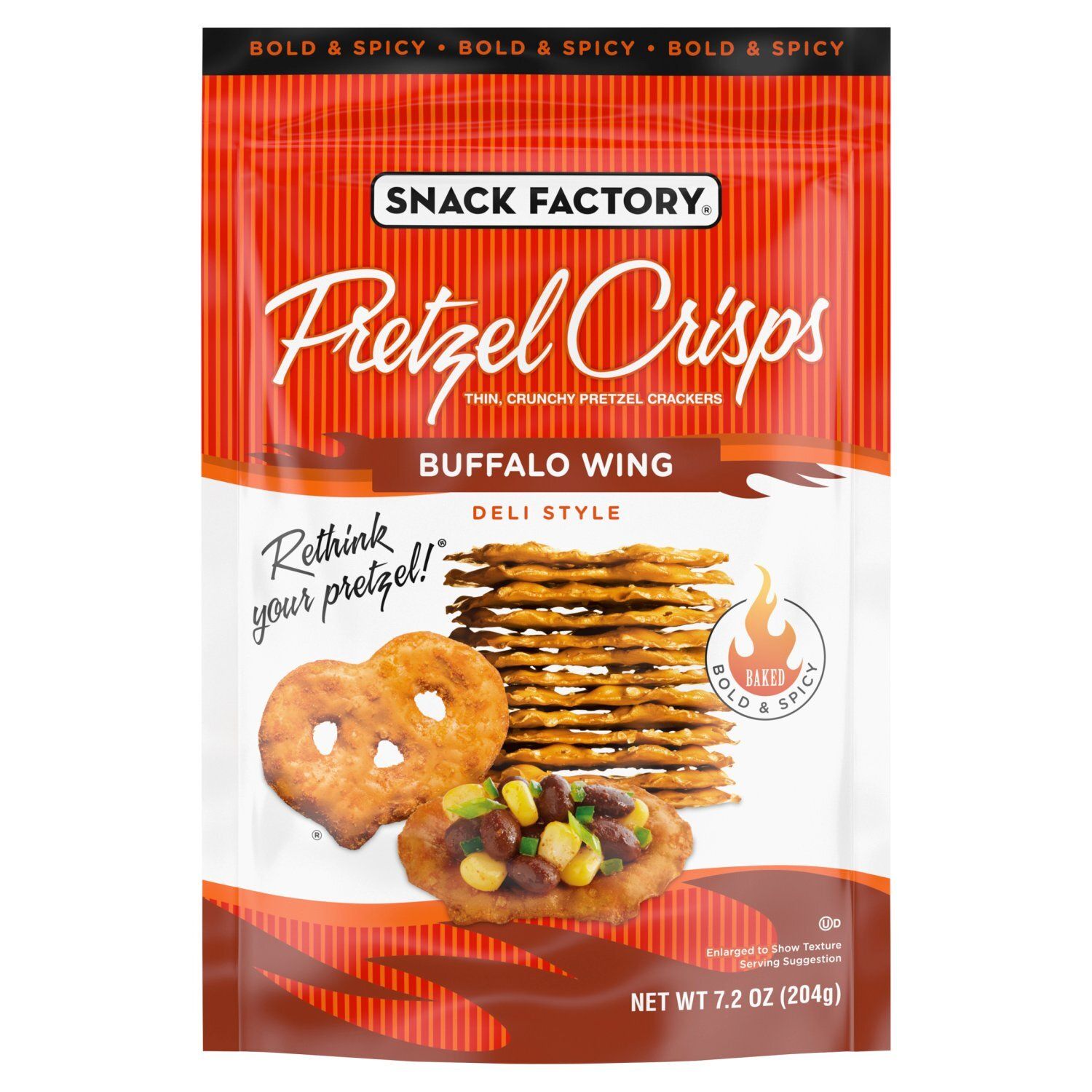Snack Factory Pretzel Crisps Buffalo Wing Deli Style Pretzel Crackers, 7.2 oz