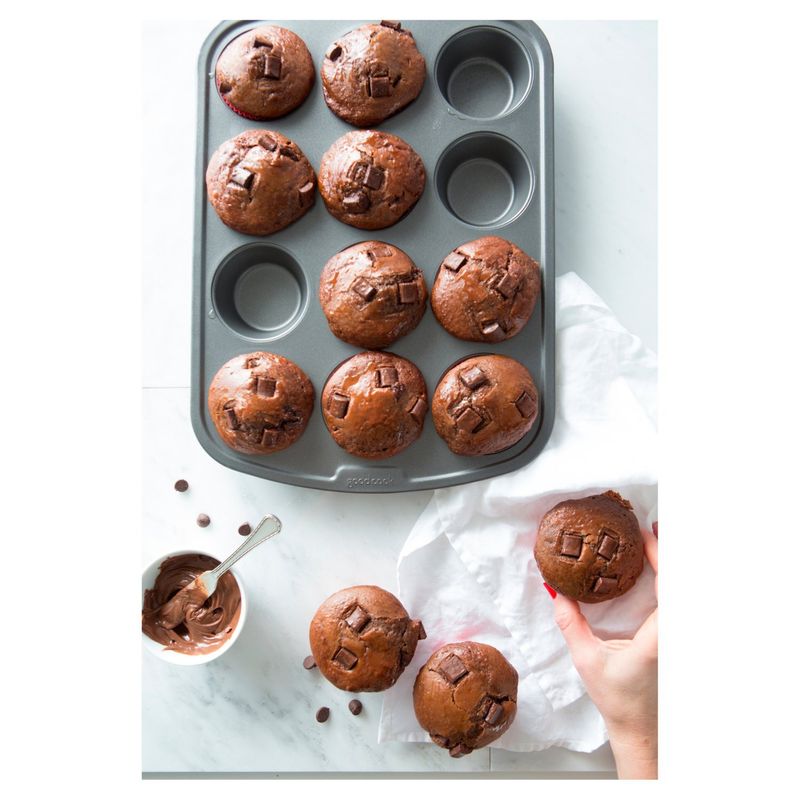 GoodCook Premium Nonstick Steel 12-Cup Mini Muffin Pan, Gray